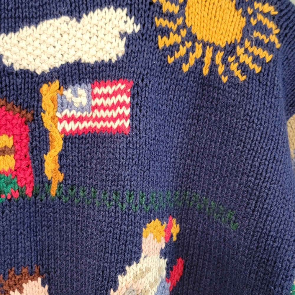 Vintage Northern Isles Hand Knit Freedom USA Prairie Land Sweater Cardigan Small - Picture 3 of 16